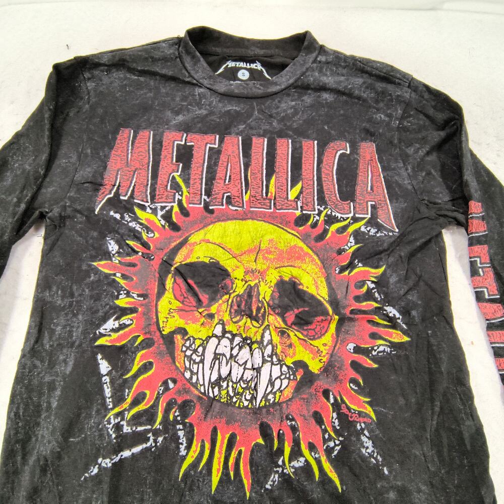 Metallica Band Crew Neck Graphic Long Sleeve T Shirt Mens Size Small S Black